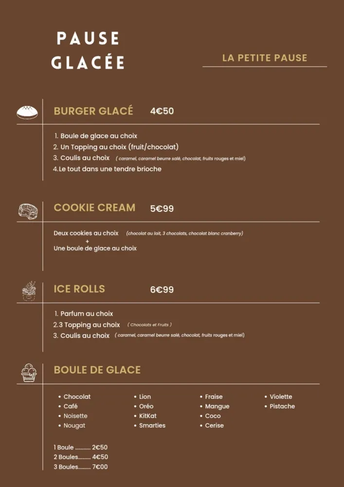 cartes des patisseries