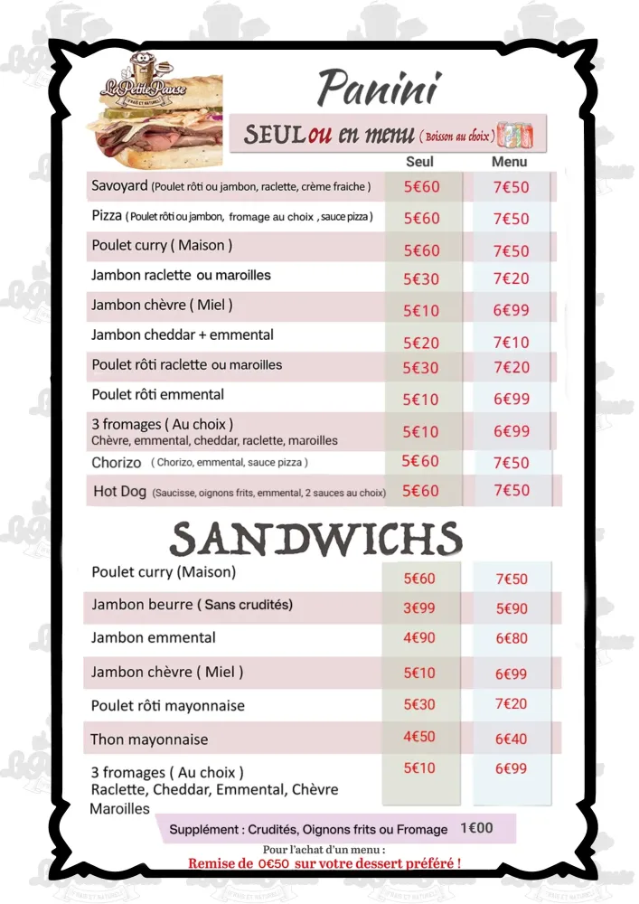 Carte sandwichs et paninis (2)